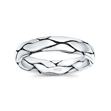 Snake Skin Oxidized Band Solid 925 Sterling Silver Thumb Ring (5mm)